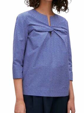 Cos Blue Knot Front Poplin Blouse